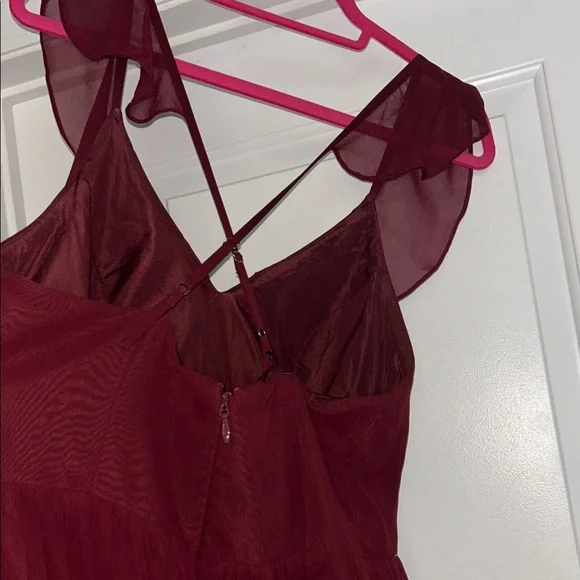 Azazie Deep Red Maxi Dress - Picture 3 of 4